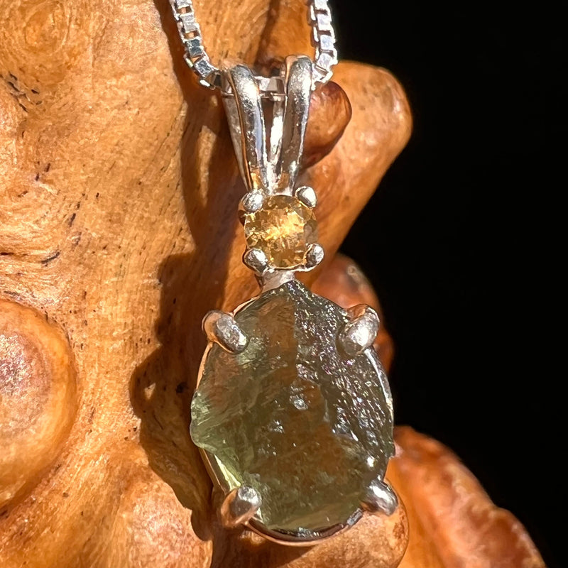 Moldavite & Citrine Necklace Sterling Silver #5520-Moldavite Life