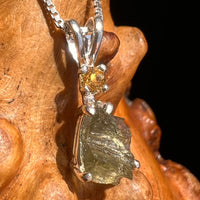 Moldavite & Citrine Necklace Sterling Silver #5521-Moldavite Life
