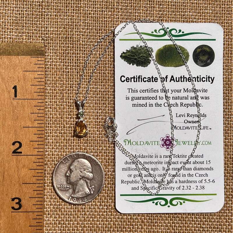 Moldavite & Citrine Necklace Sterling Silver #6671-Moldavite Life