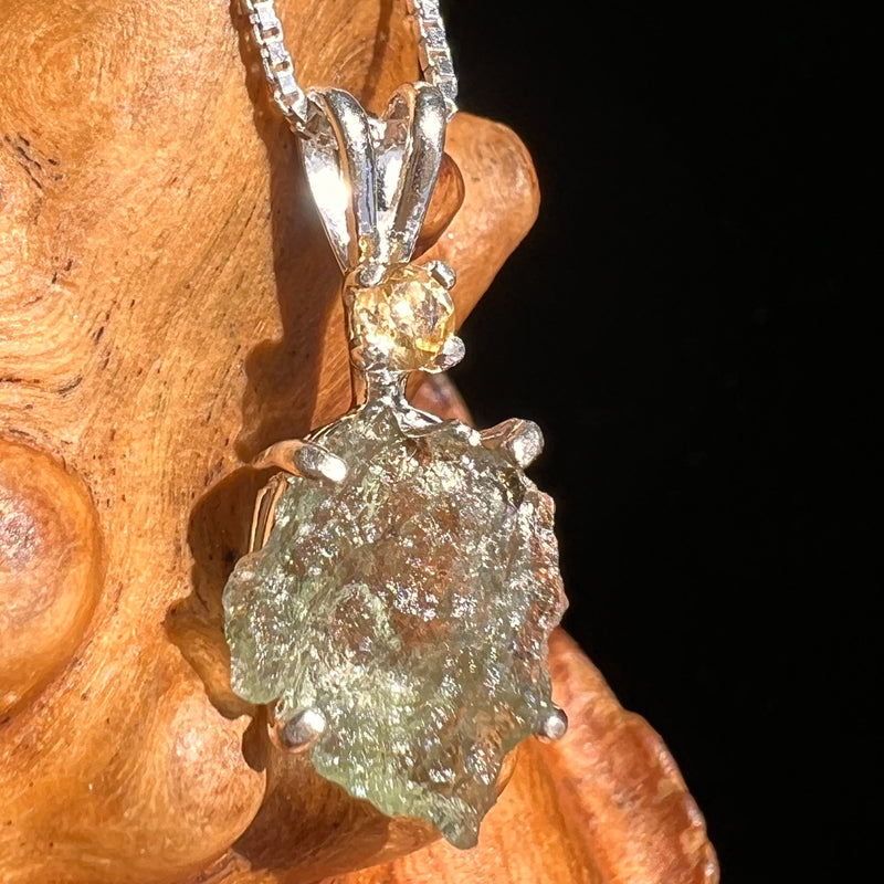 Moldavite & Citrine Necklace Sterling Silver #6674-Moldavite Life