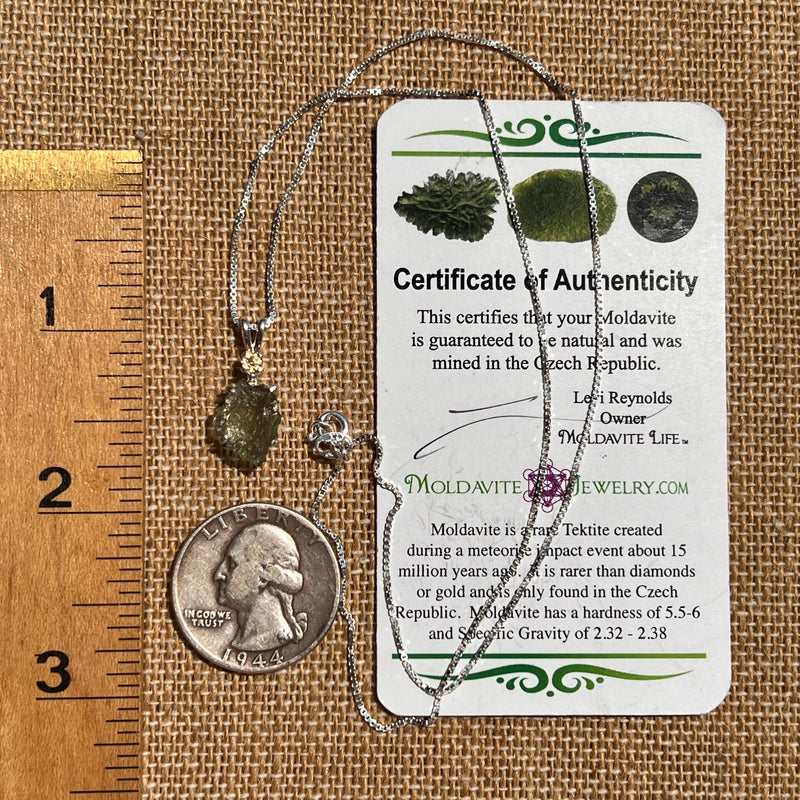 Moldavite & Citrine Necklace Sterling Silver #6674-Moldavite Life