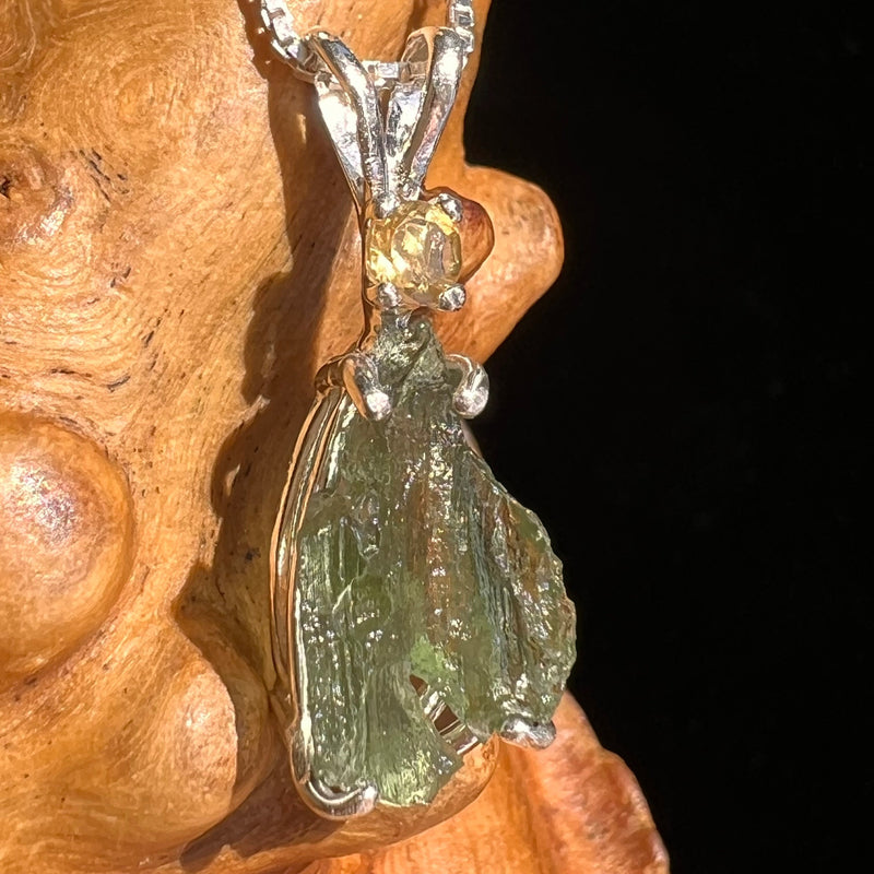 Moldavite & Citrine Necklace Sterling Silver #6676-Moldavite Life