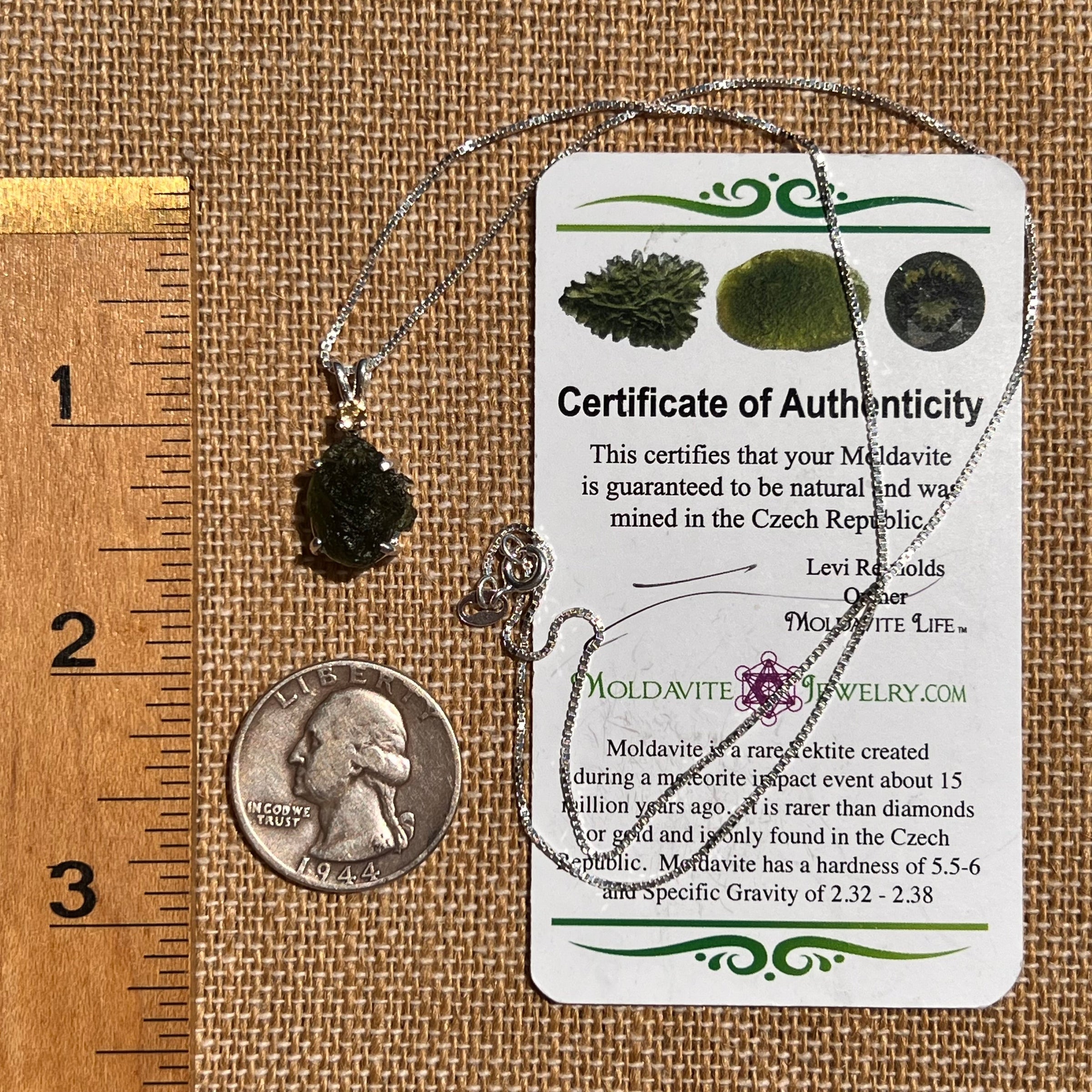 Moldavite & Citrine Necklace Sterling Silver #6679-Moldavite Life