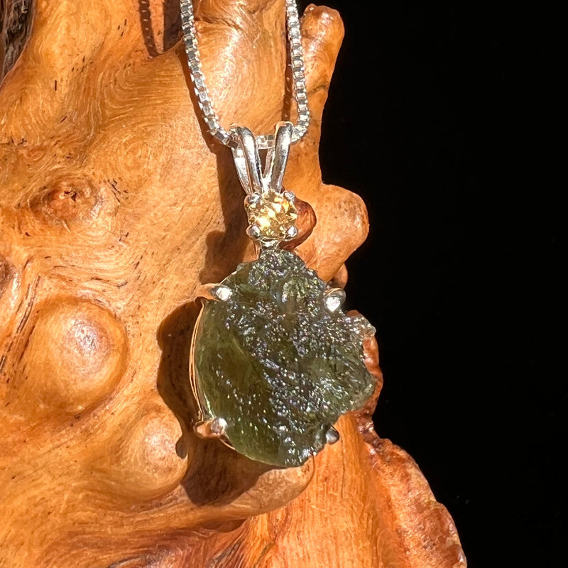 Moldavite & Citrine Necklace Sterling Silver #6679-Moldavite Life