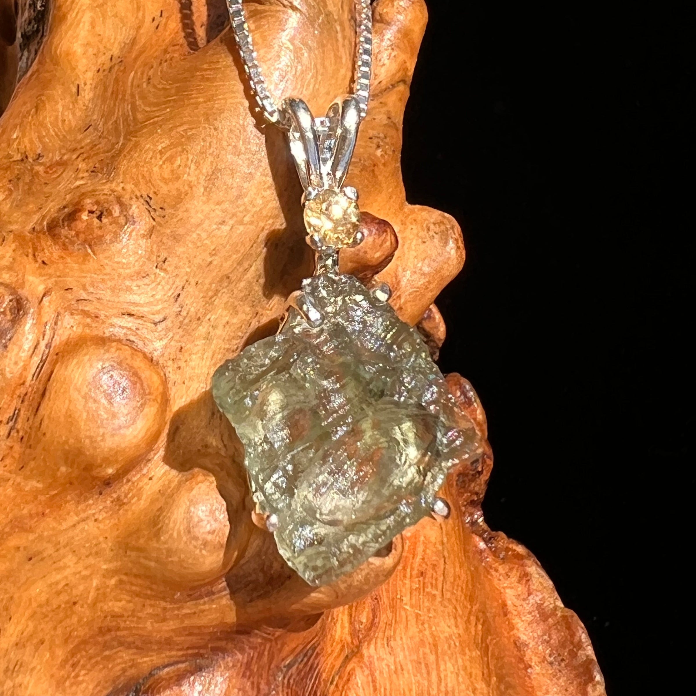 Moldavite & Citrine Necklace Sterling Silver #6680-Moldavite Life