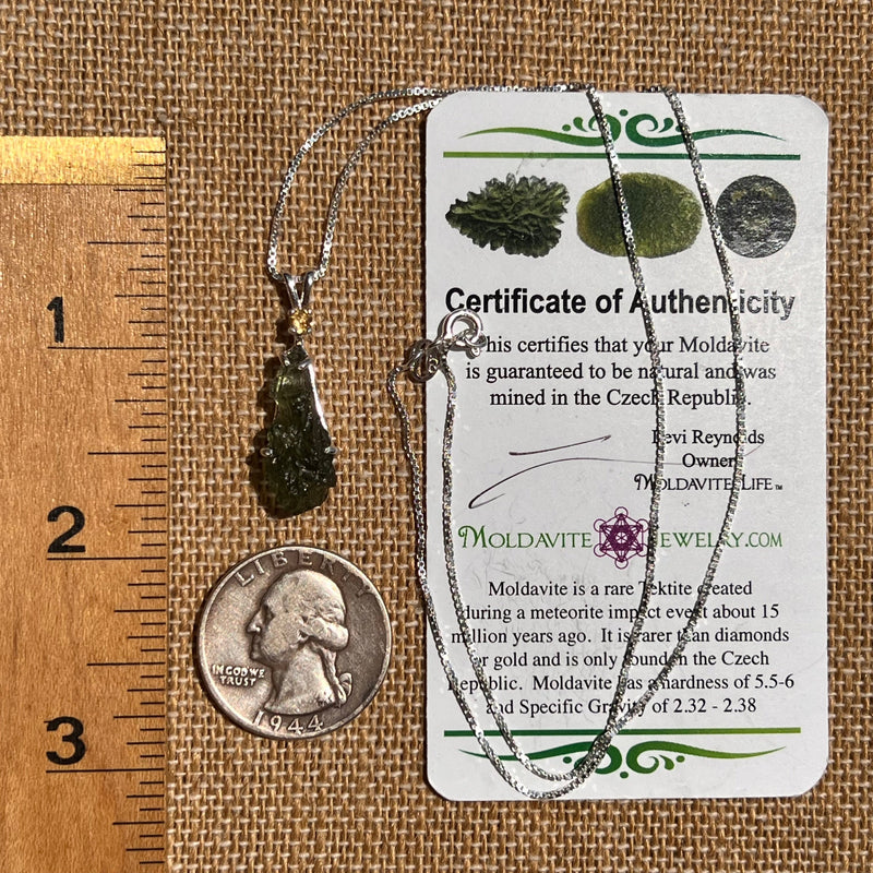 Moldavite & Citrine Necklace Sterling Silver #6681-Moldavite Life