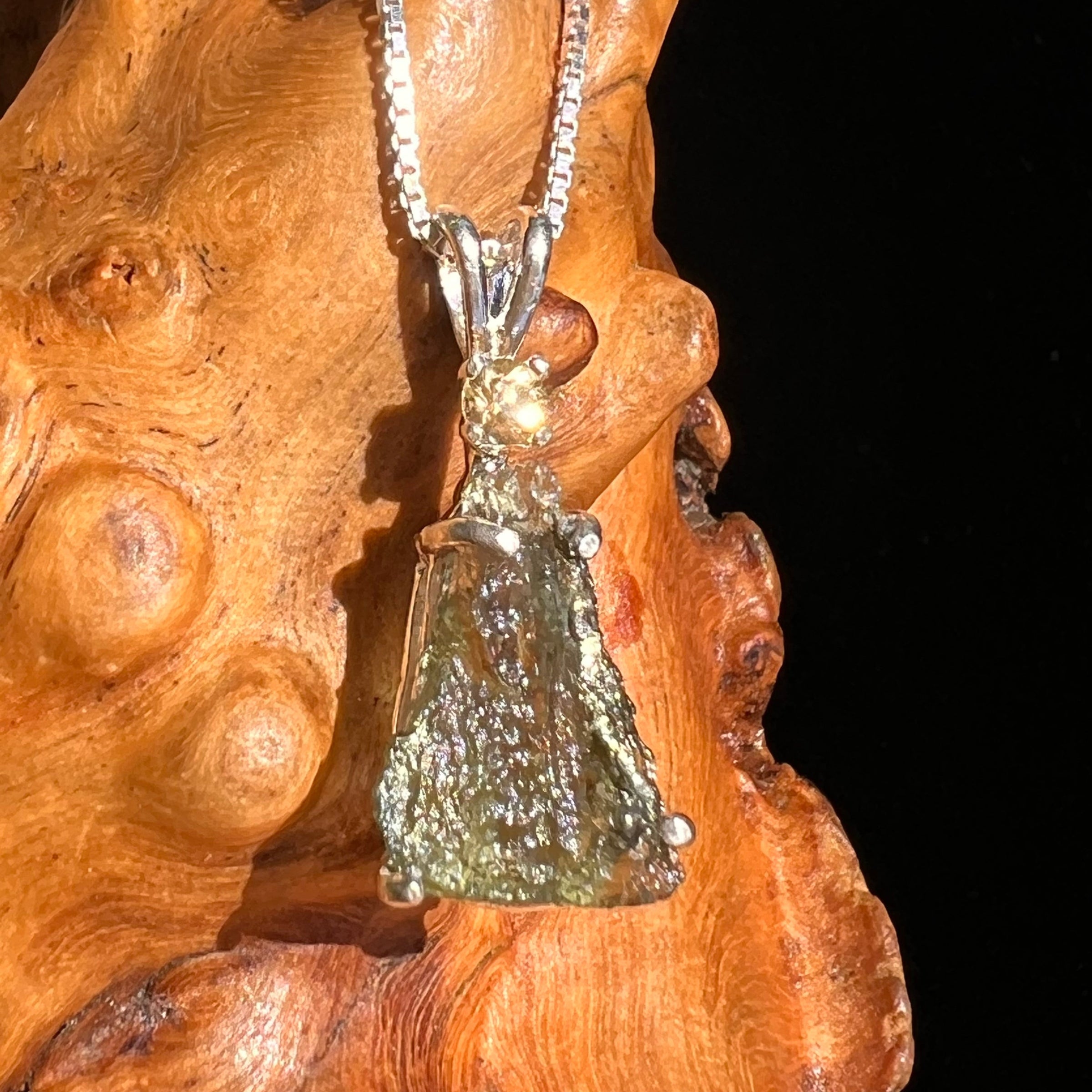 Moldavite & Citrine Necklace Sterling Silver #6683-Moldavite Life