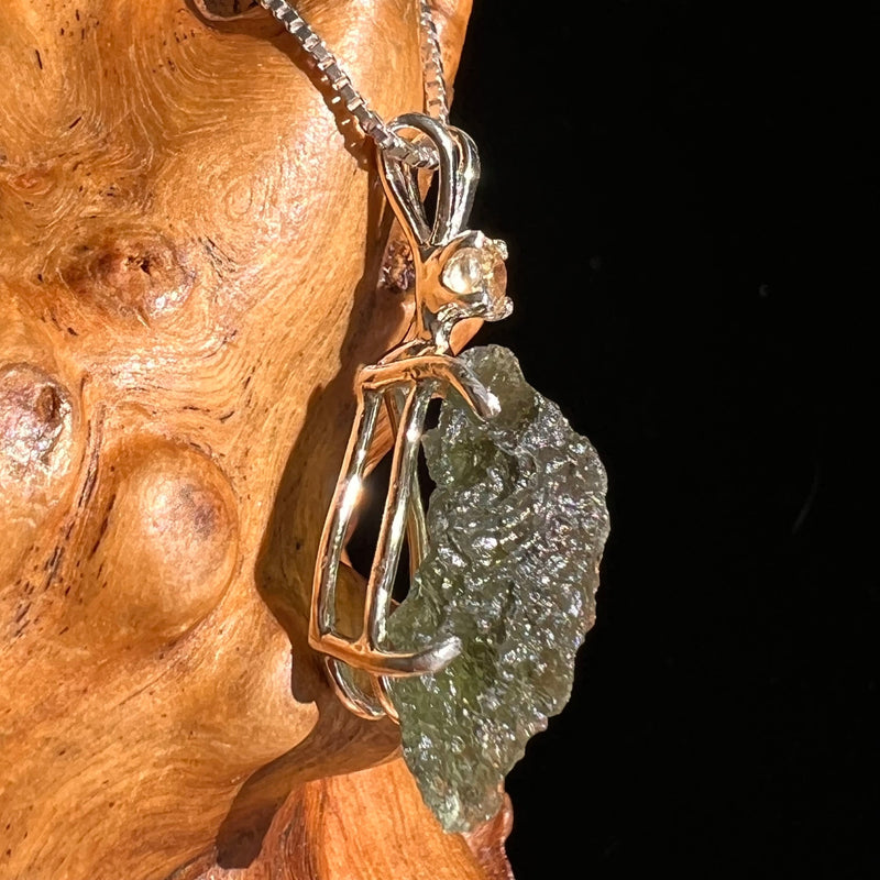 Moldavite & Citrine Necklace Sterling Silver #6685-Moldavite Life