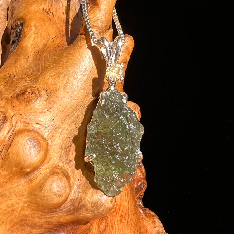 Moldavite & Citrine Necklace Sterling Silver #6685-Moldavite Life