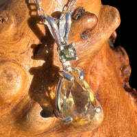 Moldavite & Citrine Necklace Sterling Silver #8188-Moldavite Life