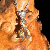 Moldavite & Citrine Necklace Sterling Silver #8188-Moldavite Life