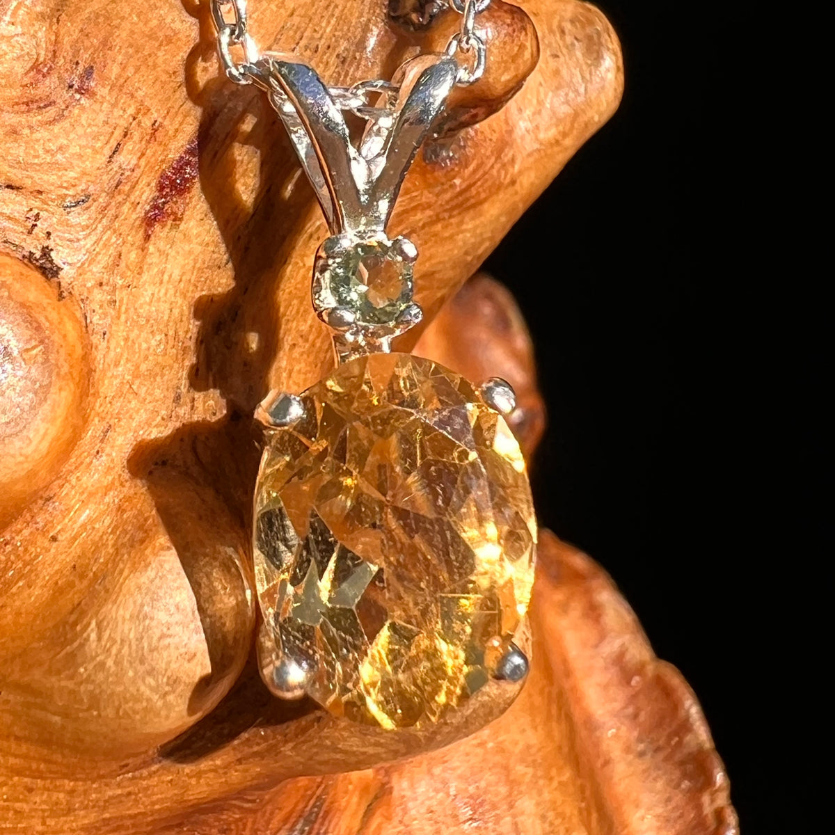 Moldavite & Citrine Necklace Sterling Silver #8492-Moldavite Life