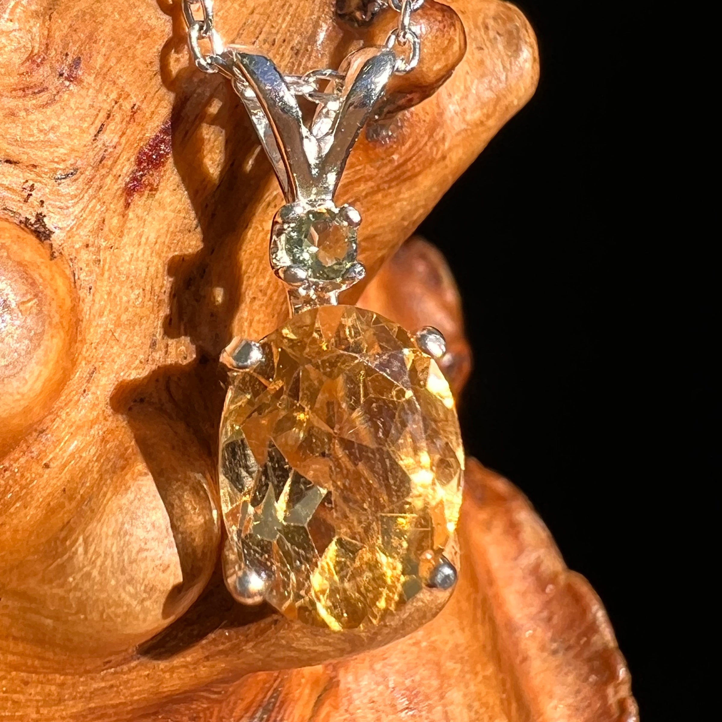 Moldavite & Citrine Necklace Sterling Silver #8492-Moldavite Life