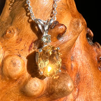 Moldavite & Citrine Necklace Sterling Silver #8492-Moldavite Life