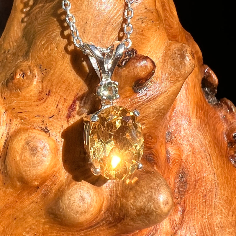 Moldavite & Citrine Necklace Sterling Silver #8492-Moldavite Life