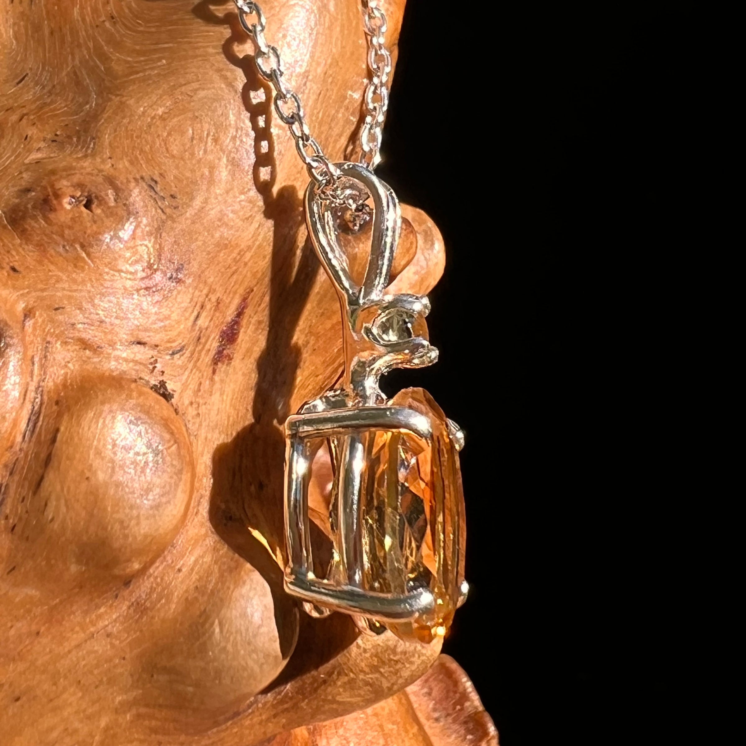 Moldavite & Citrine Necklace Sterling Silver #8493-Moldavite Life