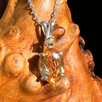 Moldavite & Citrine Necklace Sterling Silver #8495-Moldavite Life