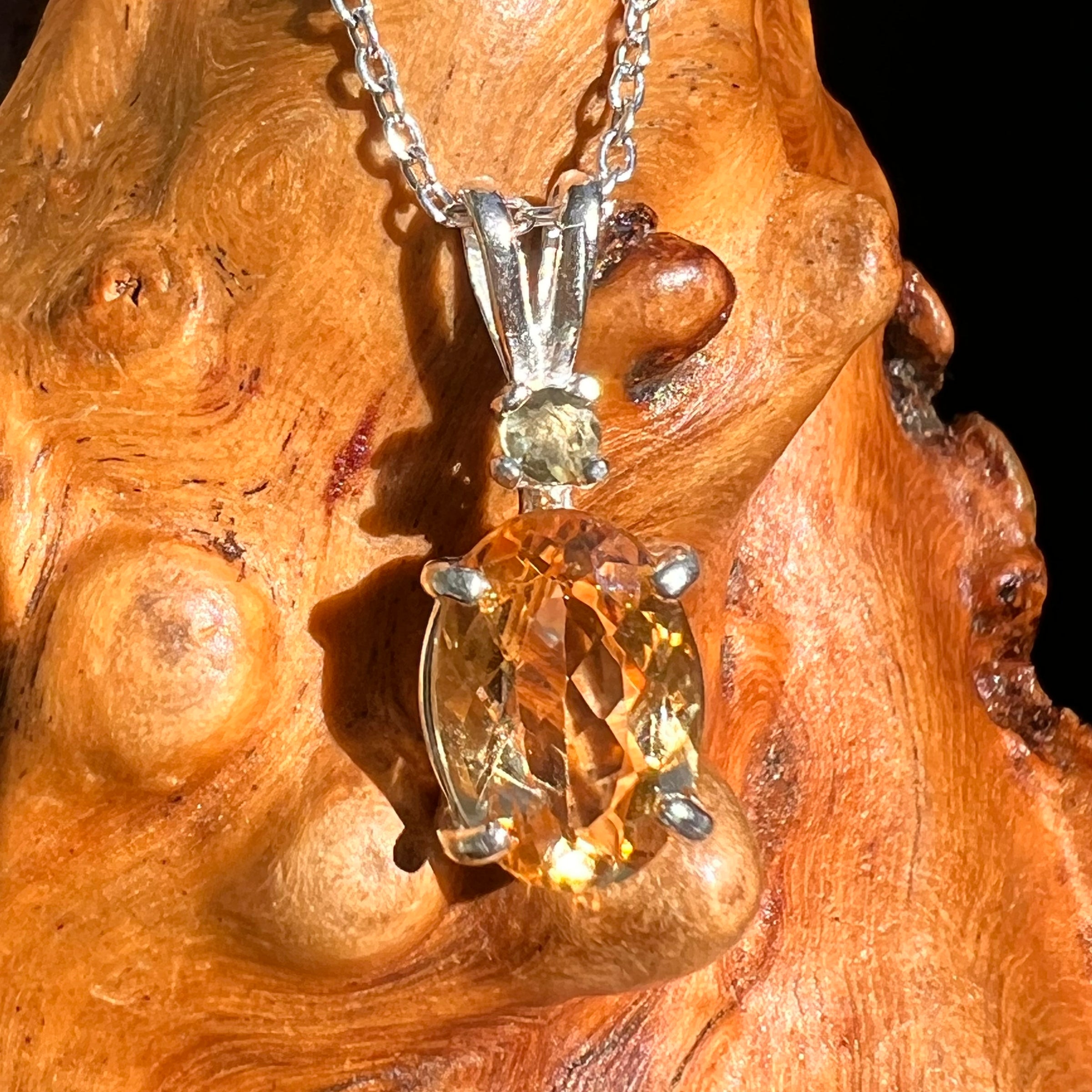 Moldavite & Citrine Necklace Sterling Silver #8495-Moldavite Life