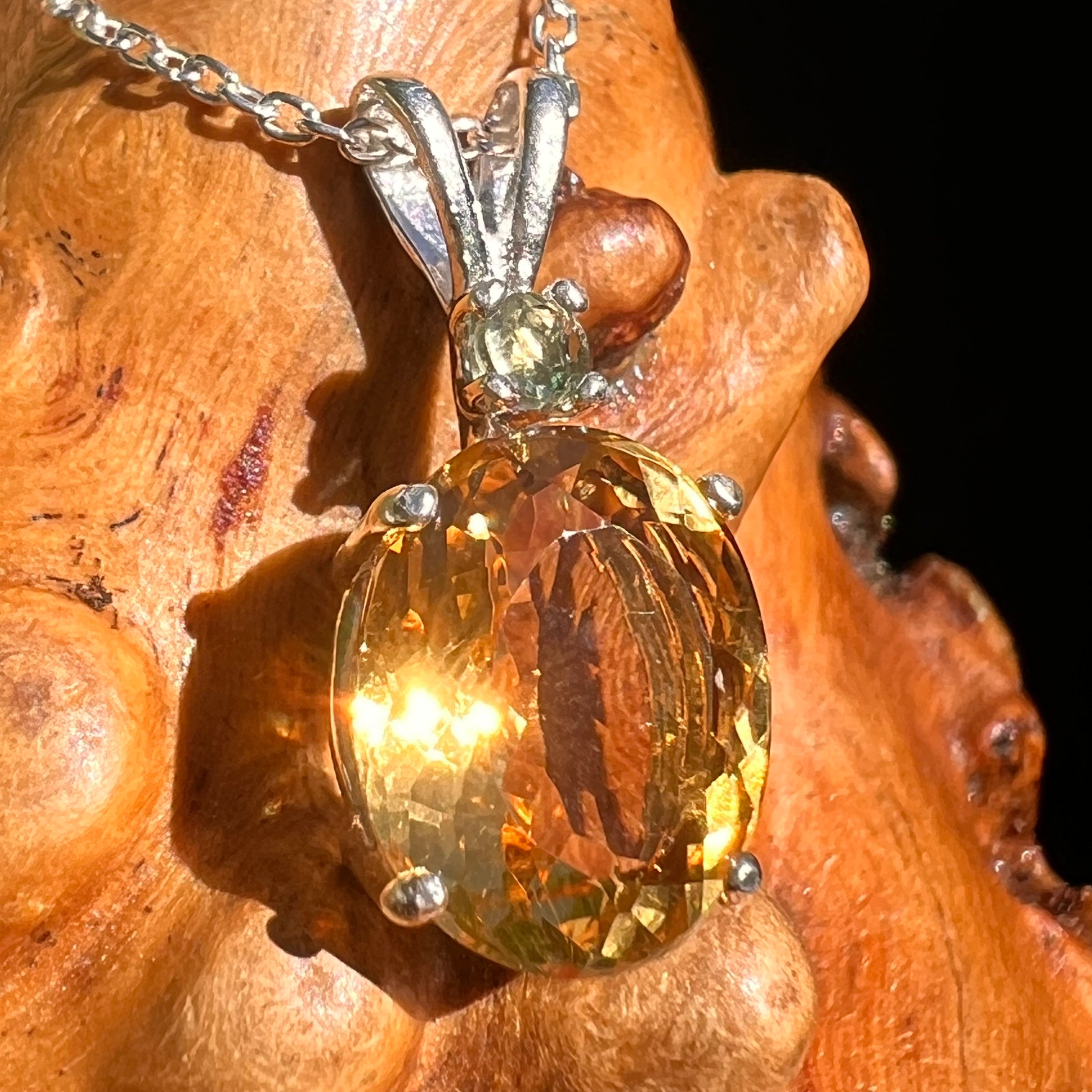 Moldavite & Citrine Necklace Sterling Silver #8496-Moldavite Life
