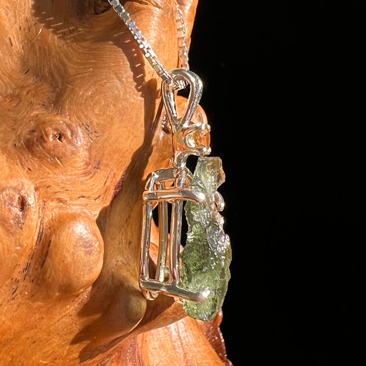 Moldavite & Citrine Necklace Sterling Silver #8791-Moldavite Life