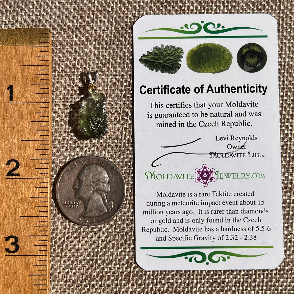 Moldavite & Citrine Necklace Sterling Silver #8791-Moldavite Life