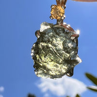 Moldavite & Citrine Necklace Sterling Silver #8792-Moldavite Life