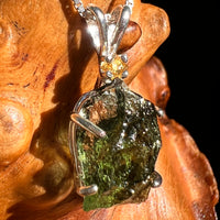 Moldavite & Citrine Necklace Sterling Silver #8793-Moldavite Life