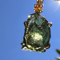 Moldavite & Citrine Necklace Sterling Silver #8793-Moldavite Life