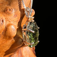 Moldavite & Citrine Necklace Sterling Silver #8793-Moldavite Life