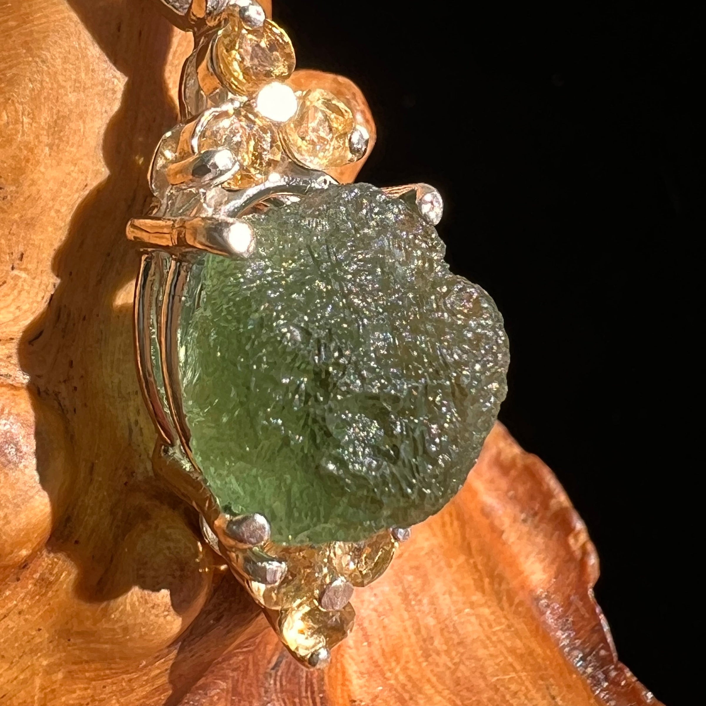 Moldavite & Citrine Pendant Sterling Silver #6686-Moldavite Life