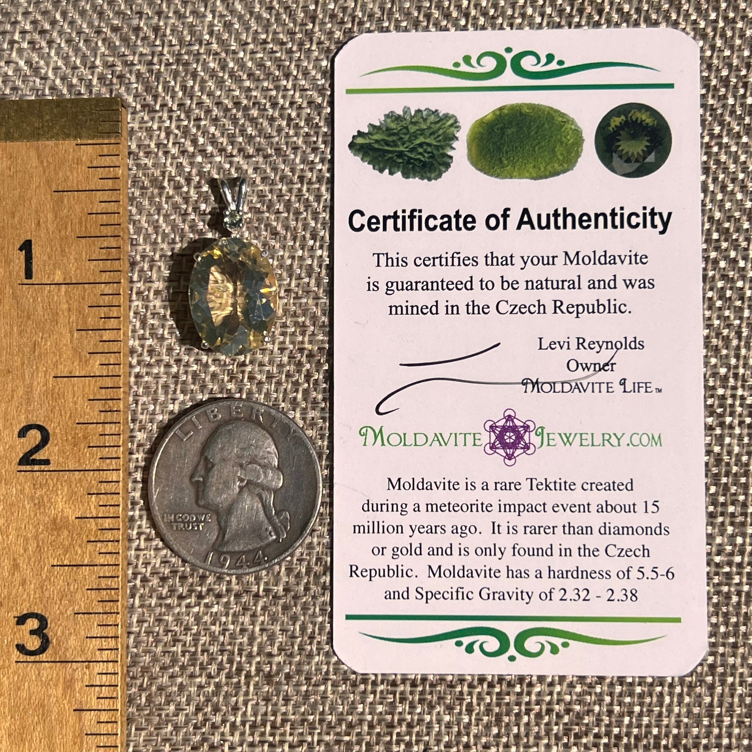 Moldavite & Citrine Pendant Sterling Silver #8497-Moldavite Life