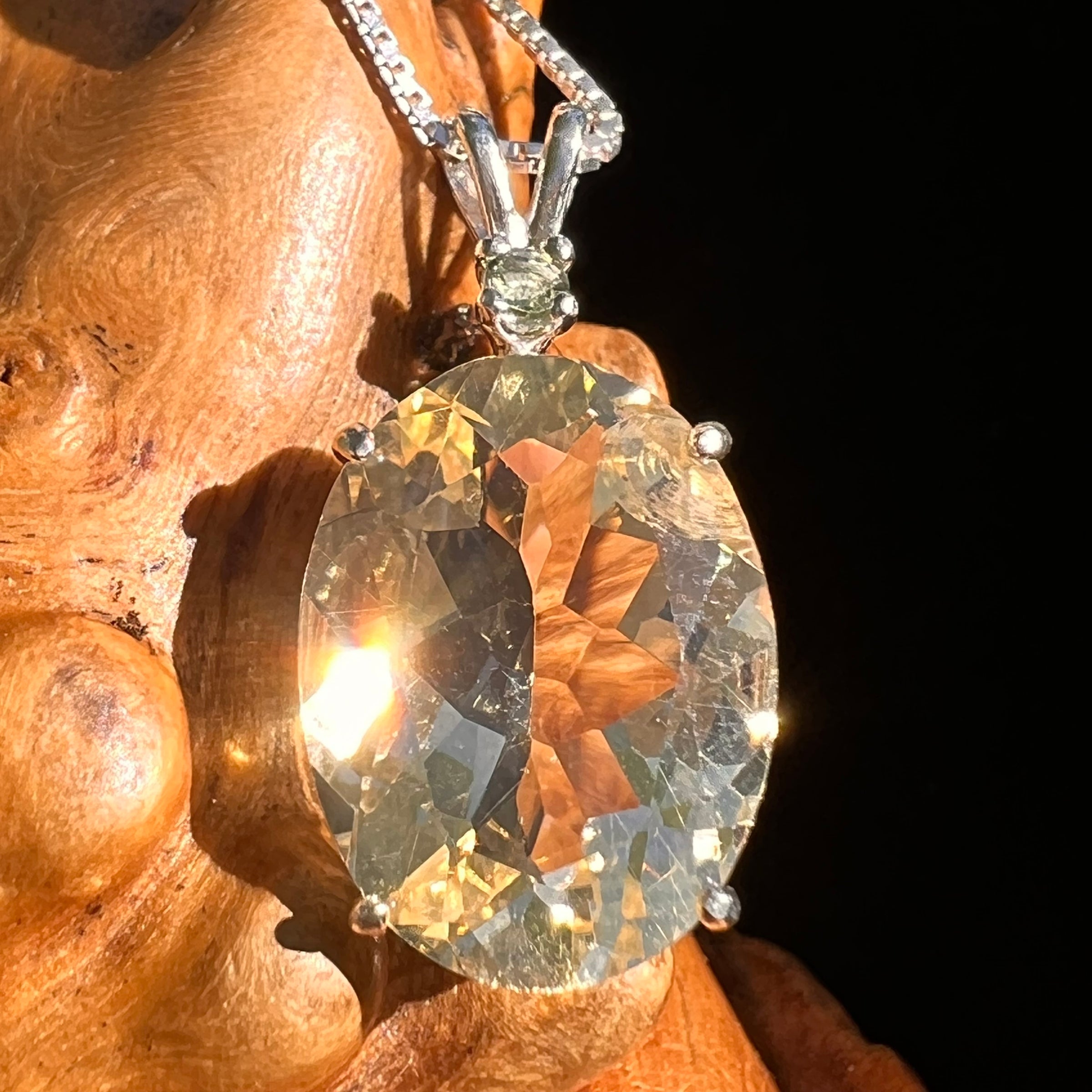 Moldavite & Citrine Pendant Sterling Silver #8497-Moldavite Life