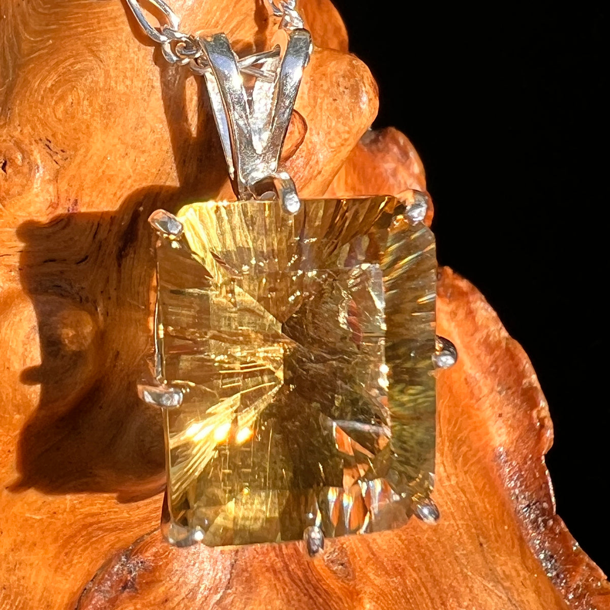Moldavite & Citrine Pendant Sterling Silver "Hidden Gem" #8965-Moldavite Life