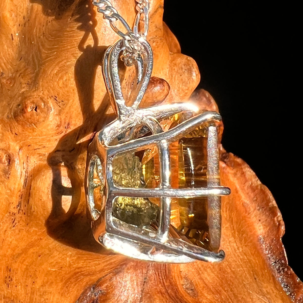 Moldavite & Citrine Pendant Sterling Silver "Hidden Gem" #8965-Moldavite Life