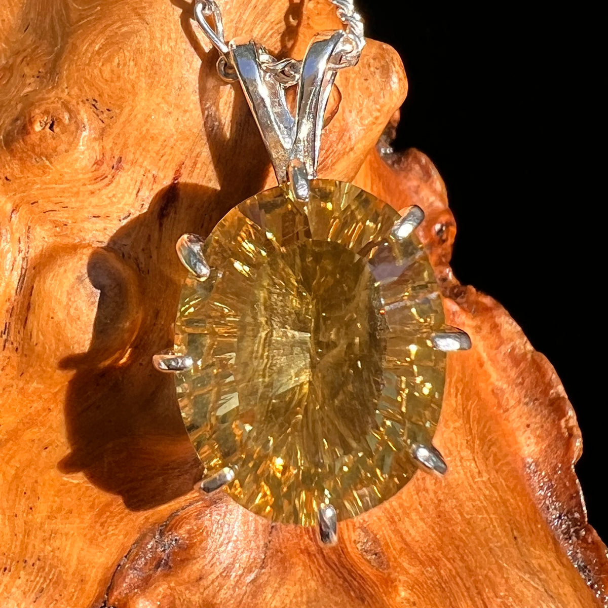 Moldavite & Citrine Pendant Sterling Silver "Hidden Gem" #8966-Moldavite Life