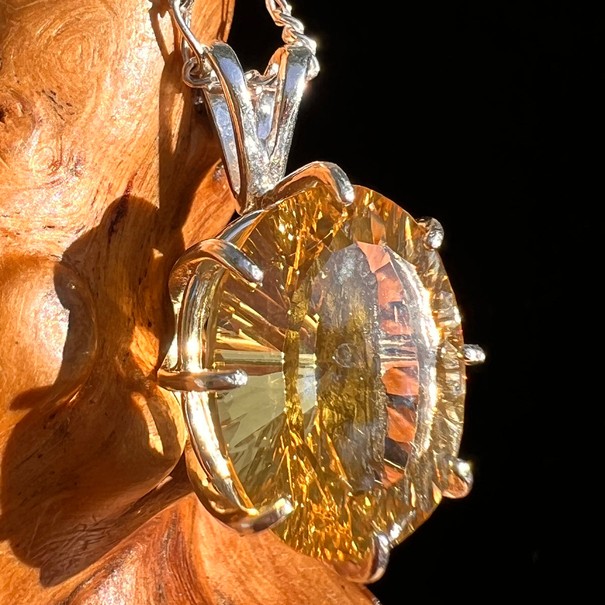 Moldavite & Citrine Pendant Sterling Silver "Hidden Gem" #8966-Moldavite Life