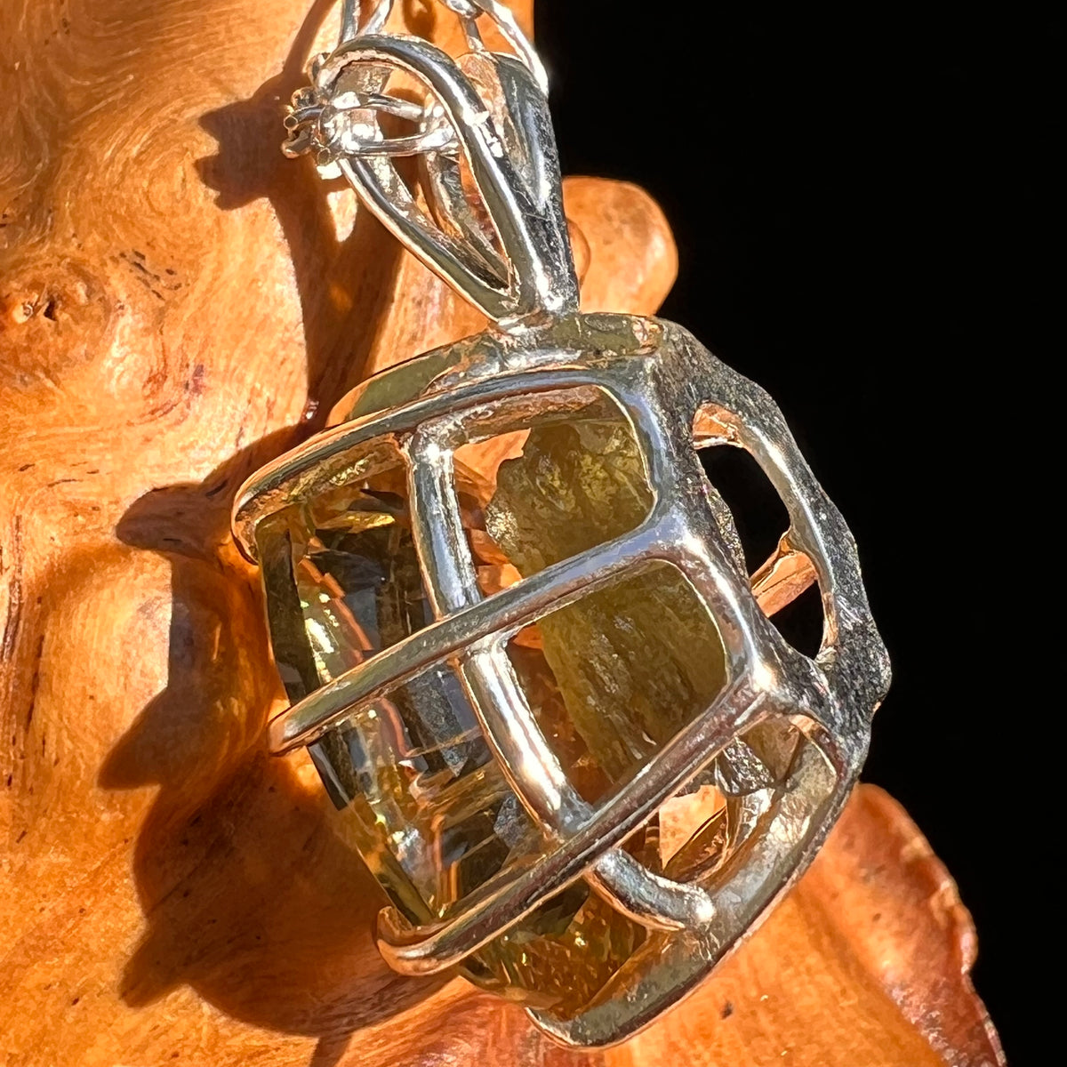 Moldavite & Citrine Pendant Sterling Silver "Hidden Gem" #8966-Moldavite Life