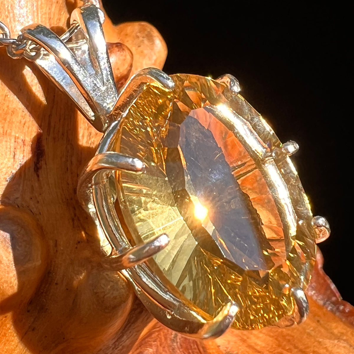 Moldavite & Citrine Pendant Sterling Silver "Hidden Gem" #8966-Moldavite Life