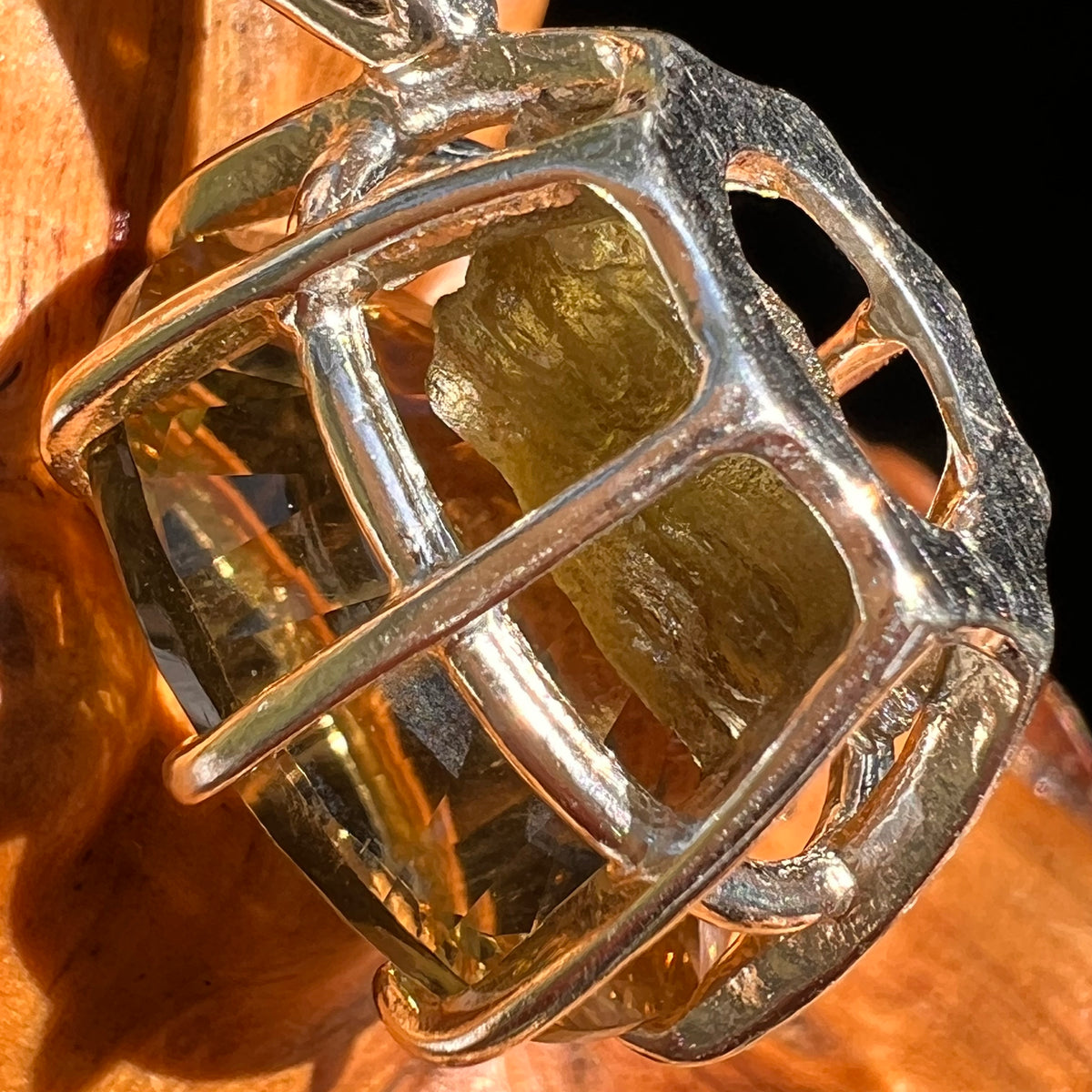 Moldavite & Citrine Pendant Sterling Silver "Hidden Gem" #8966-Moldavite Life