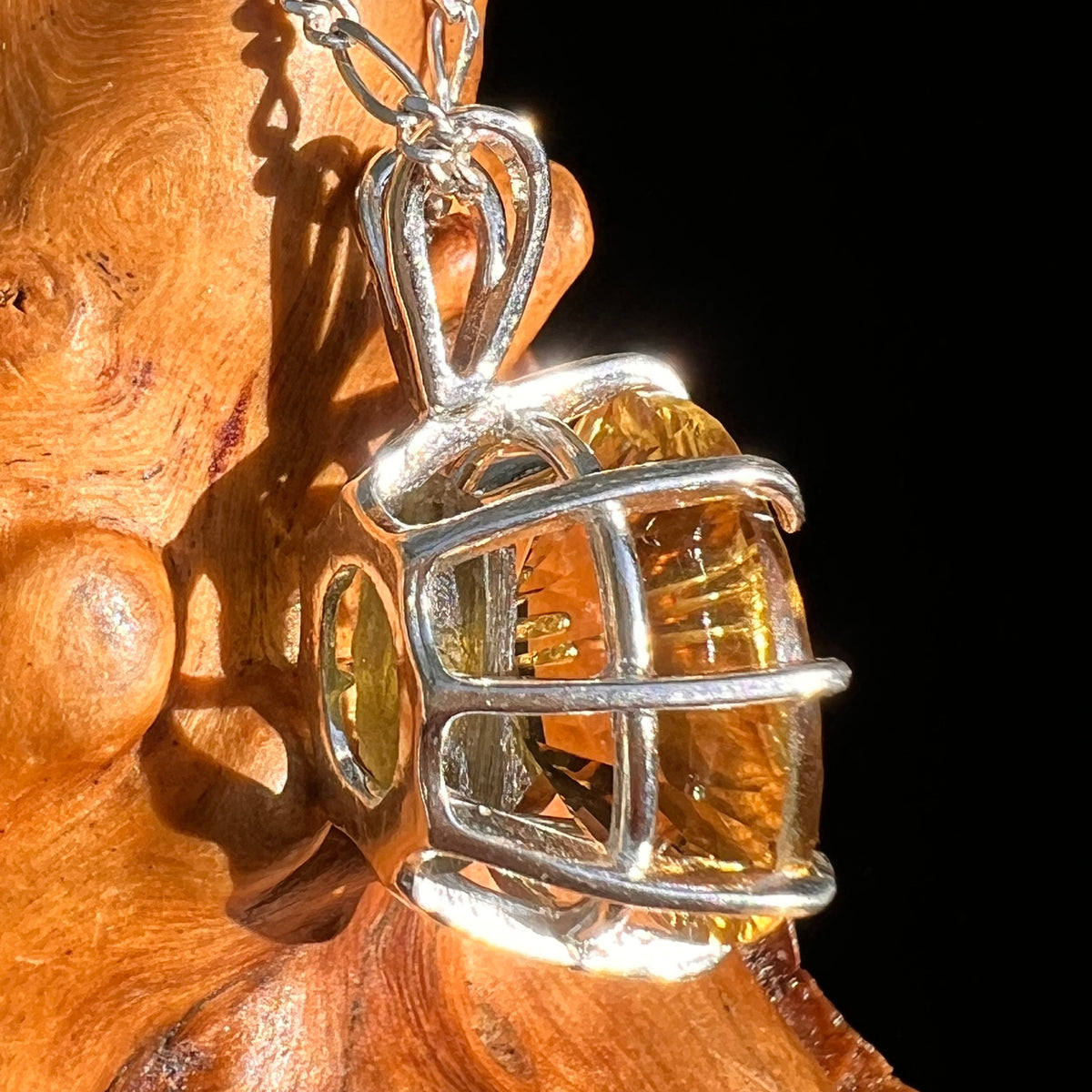 Moldavite & Citrine Pendant Sterling Silver "Hidden Gem" #8966-Moldavite Life