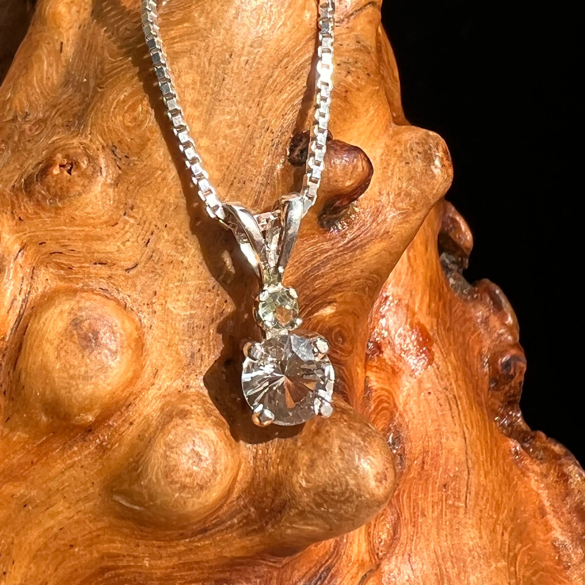 Moldavite & Danburite Pendant Necklace Sterling #5149-Moldavite Life