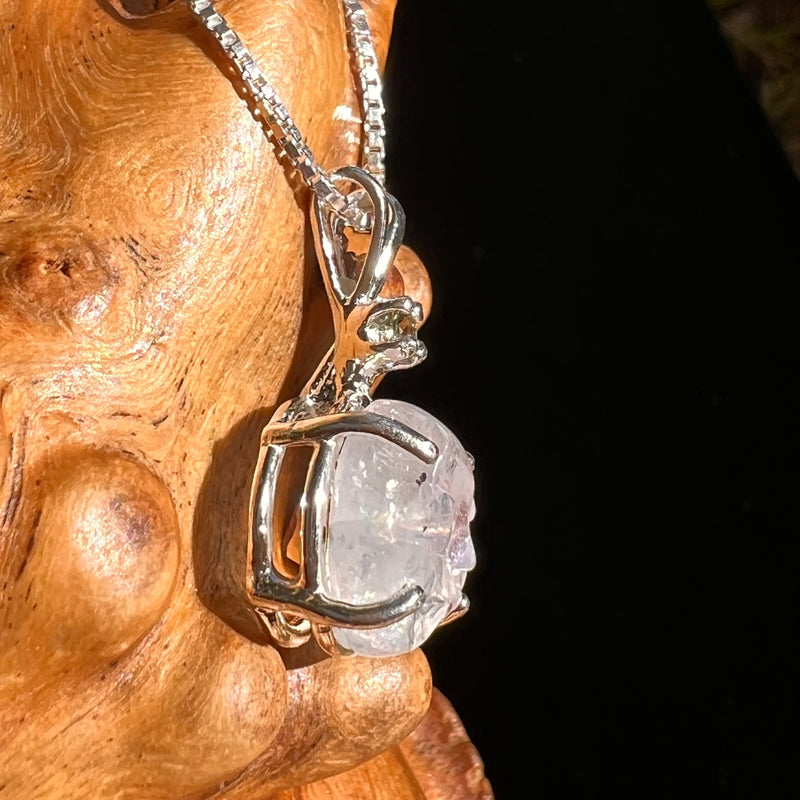 Moldavite & Full Moon Moonstone Necklace Sterling #6529