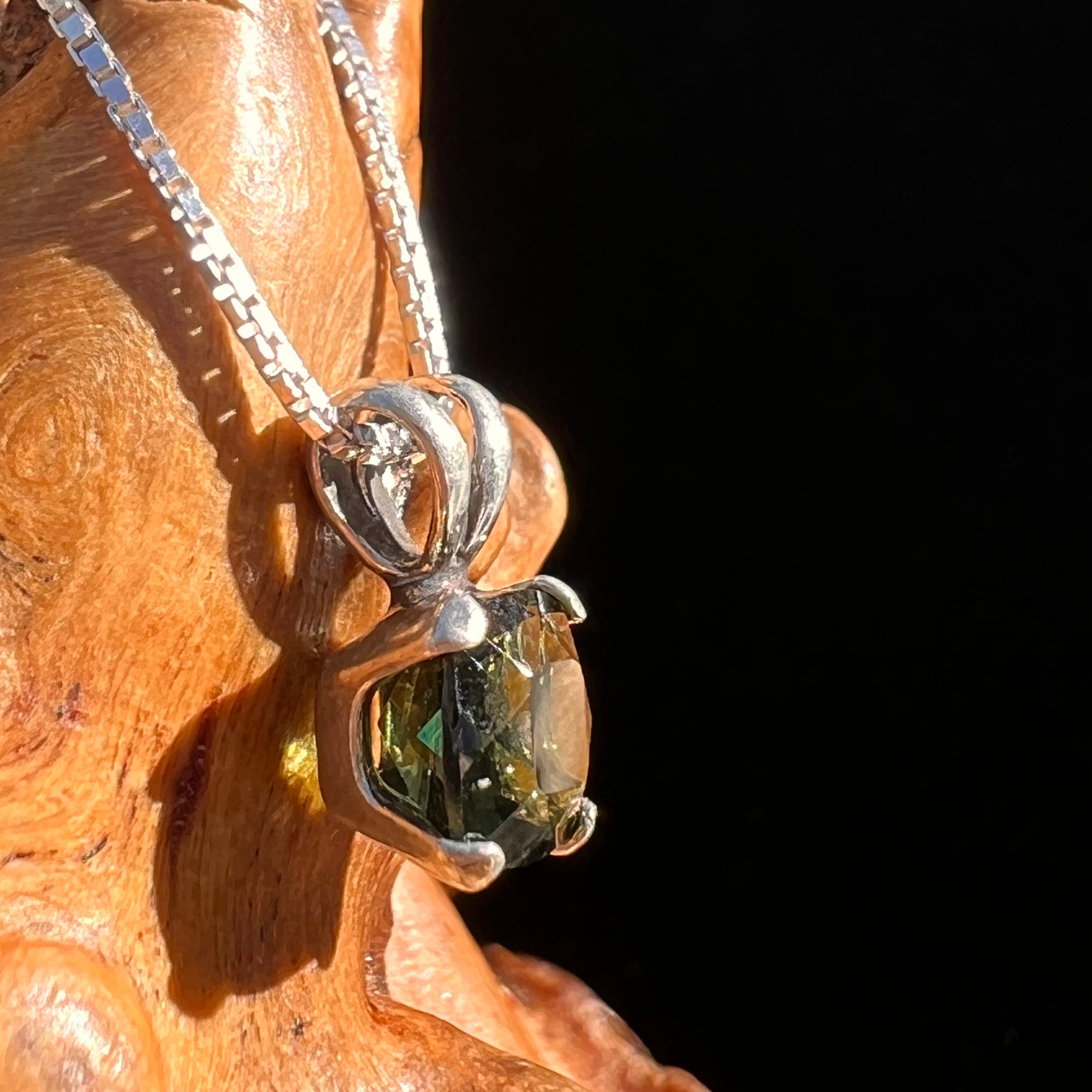 Moldavite Gem Necklace Sterling Silver #2585-Moldavite Life