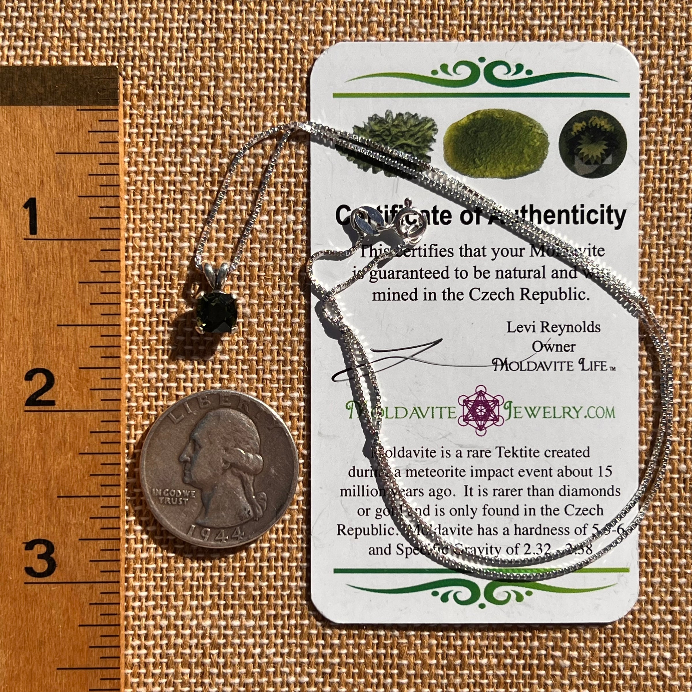Moldavite Gem Necklace Sterling Silver #2585-Moldavite Life