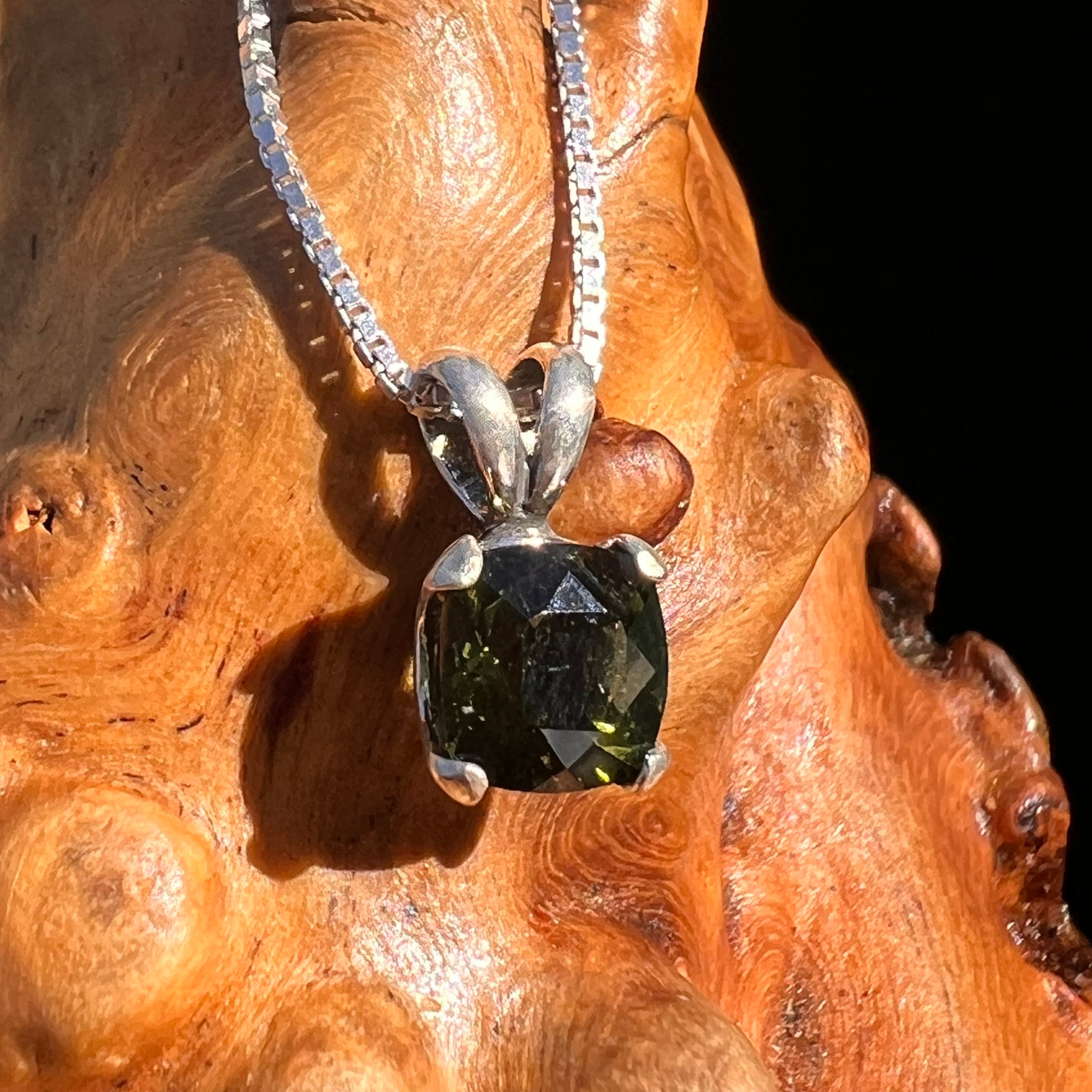Moldavite Gem Necklace Sterling Silver #2585-Moldavite Life
