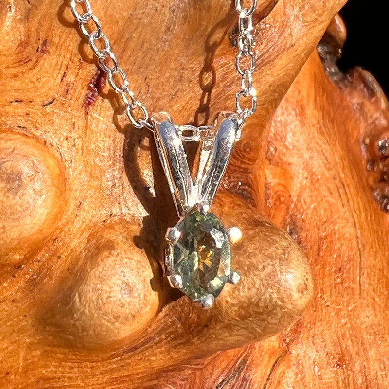 Moldavite Gem Necklace Sterling Silver #7302-Moldavite Life