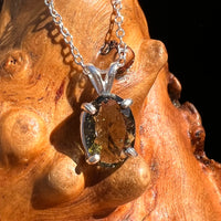Moldavite Gem Necklace Sterling Silver #7668-Moldavite Life