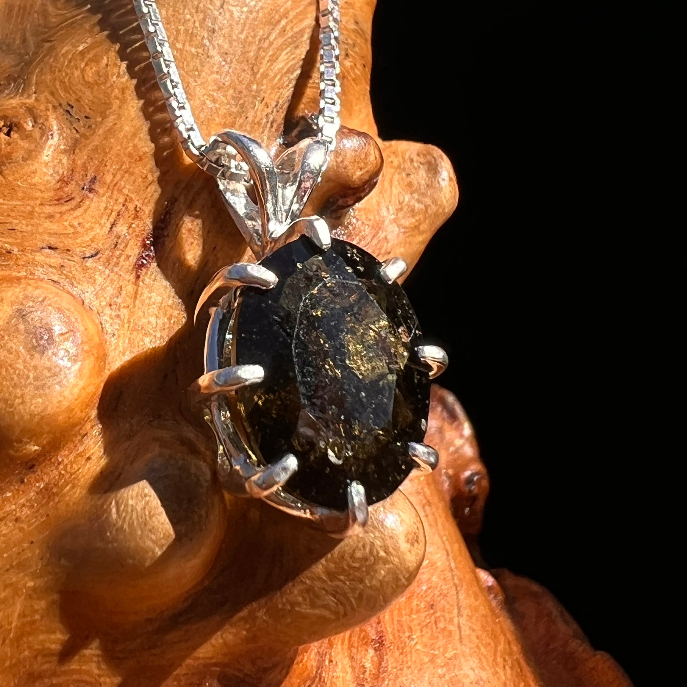 Moldavite Gem Necklace Sterling Silver #7669-Moldavite Life