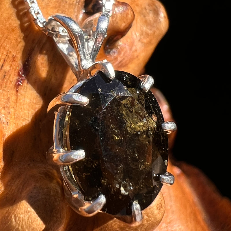 Moldavite Gem Necklace Sterling Silver #7669-Moldavite Life