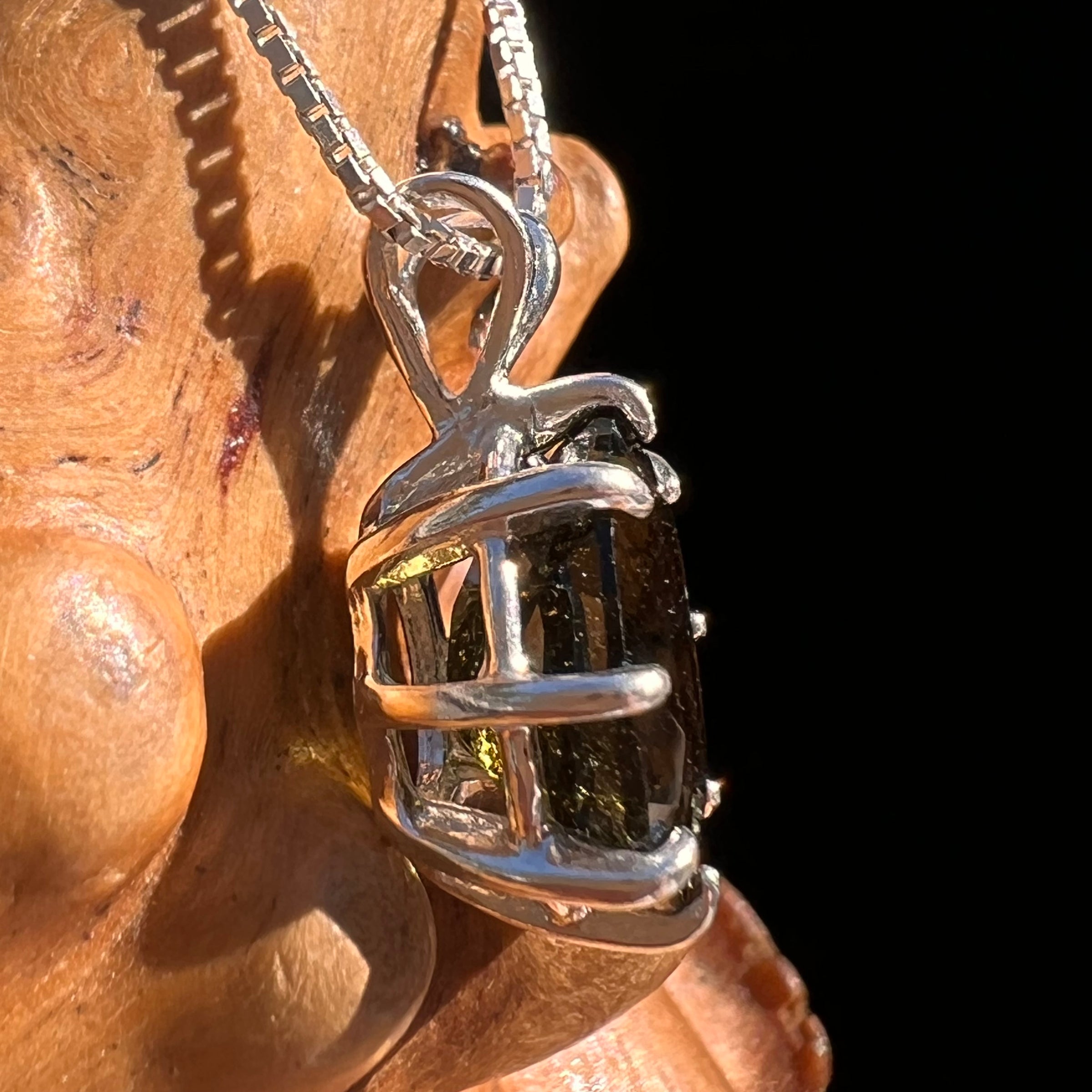 Moldavite Gem Necklace Sterling Silver #7669-Moldavite Life